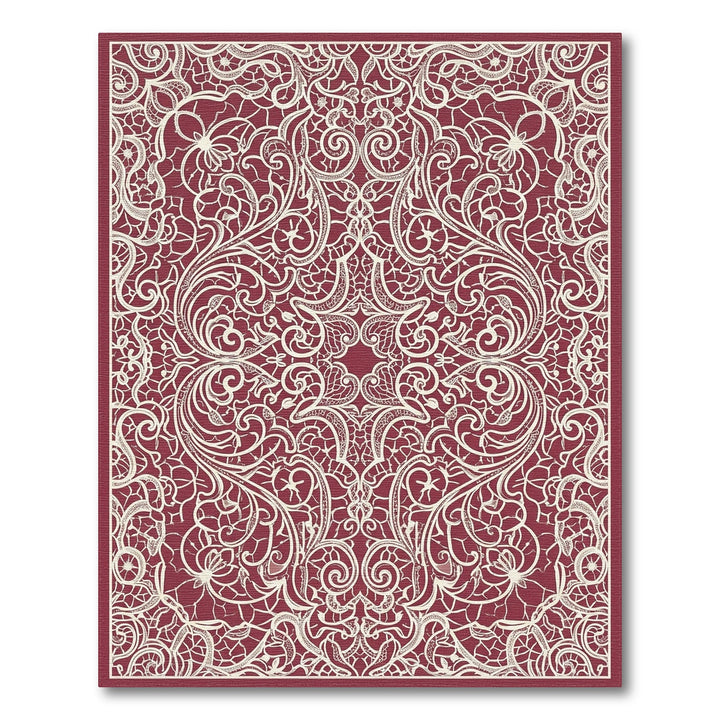 Crimson Lace Floral Medallion Rug