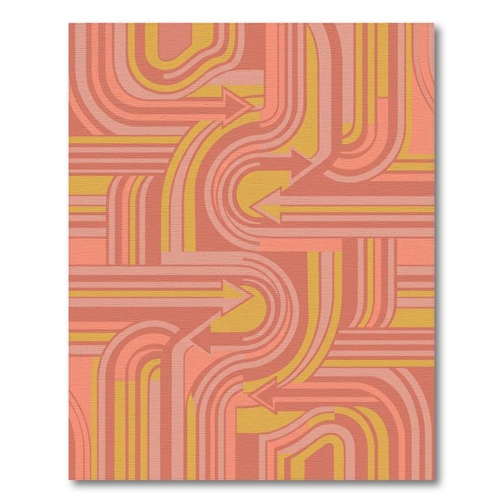Coral and Gold Arrow Flow Rug