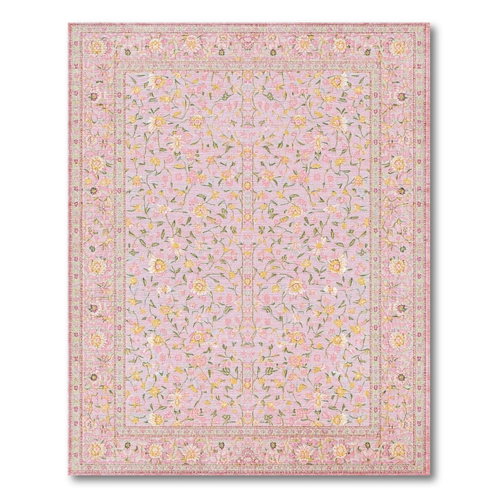 Pink Floral Vintage Washable Area Rug