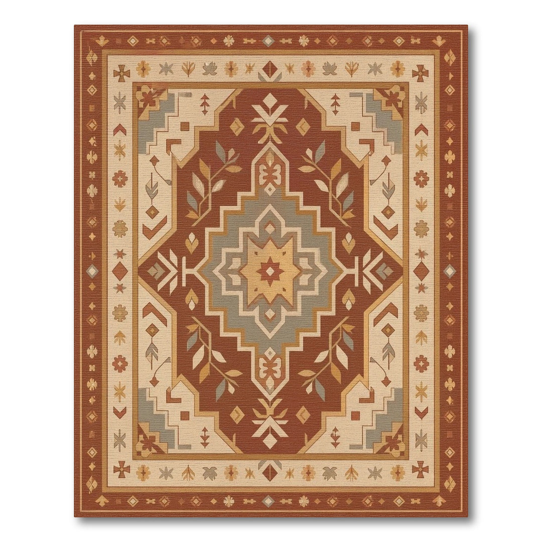 Red Southwestern Medallion Area Rug