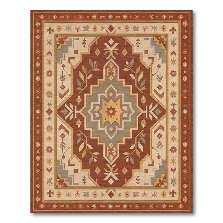 Red Southwestern Medallion Area Rug