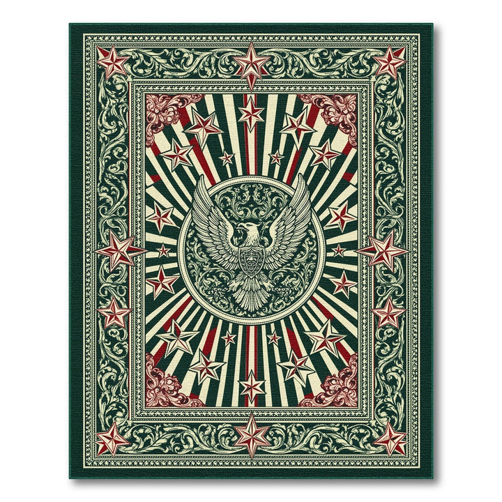 Vintage Eagle Star Green Area Rug