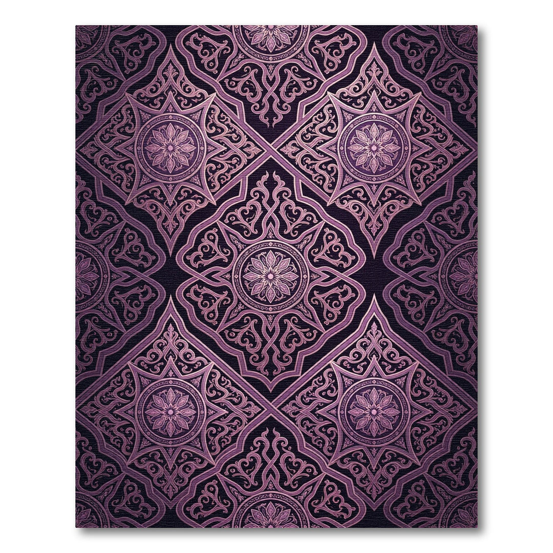 Ornate Violet Geometric Star Burst Rug