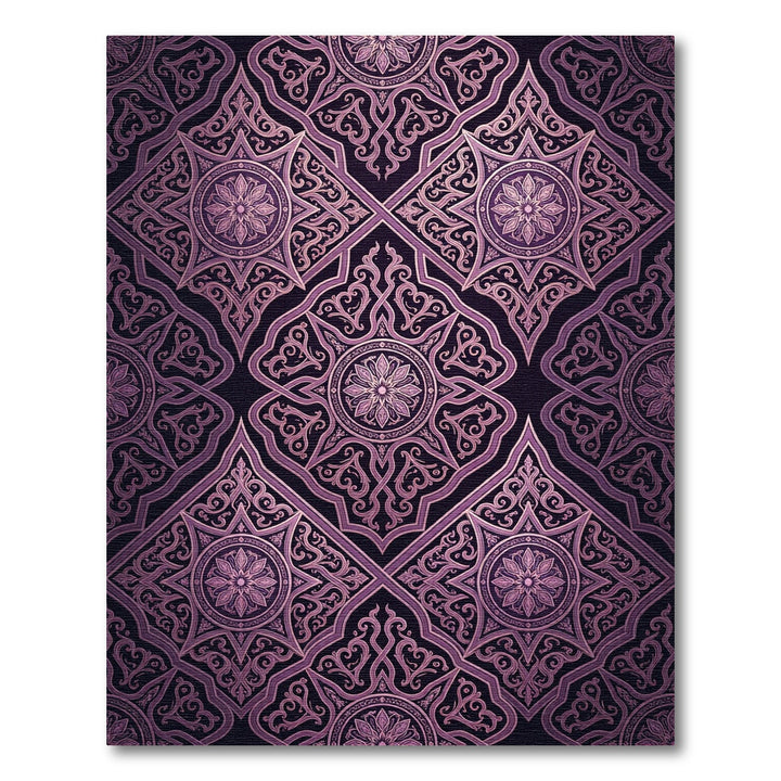 Ornate Violet Geometric Star Burst Rug