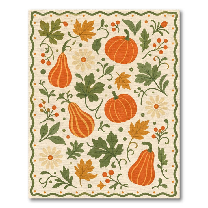 Fruit Pattern Multi-color and Patterns Autumn Pumpkin Harvest Area Rug