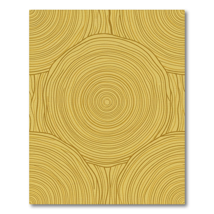 Golden Circular Wood Grain Texture Rug