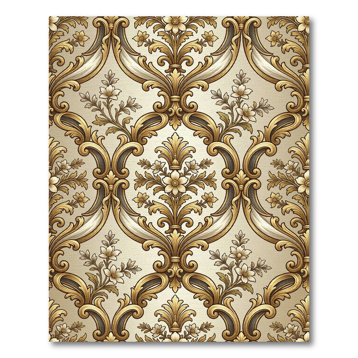 Antique Gold Floral Damask Ornament Rug