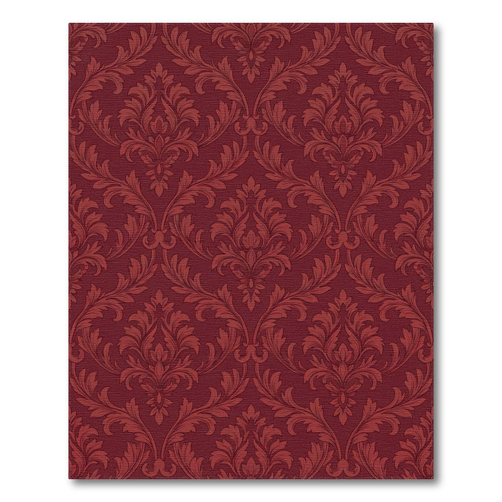 Rich Crimson Damask Flourish Rug