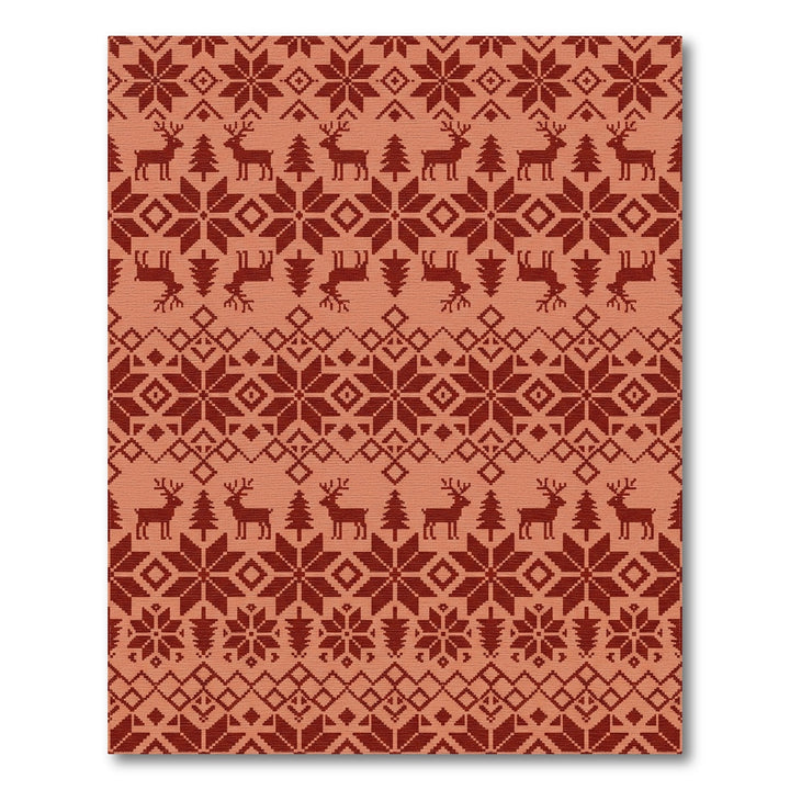 Rustic Red Deer Snowflake Knit Rug