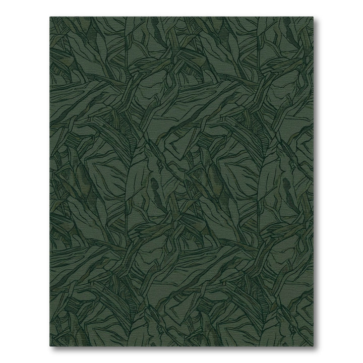 Dark Green Abstract Woven Land Rug