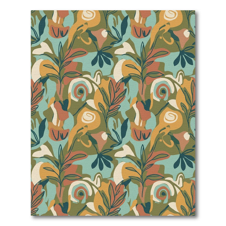 Abstract Earthy Tone Floral Swirl Rug