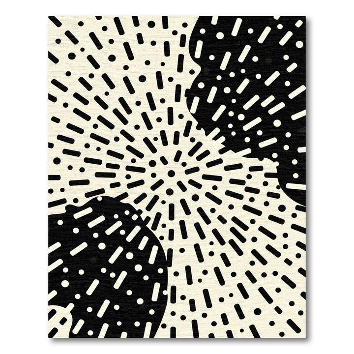 Retro Black Dash Dot Burst Rug