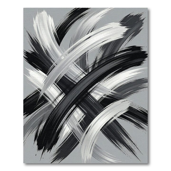 Abstract Black White Brushstroke Rug