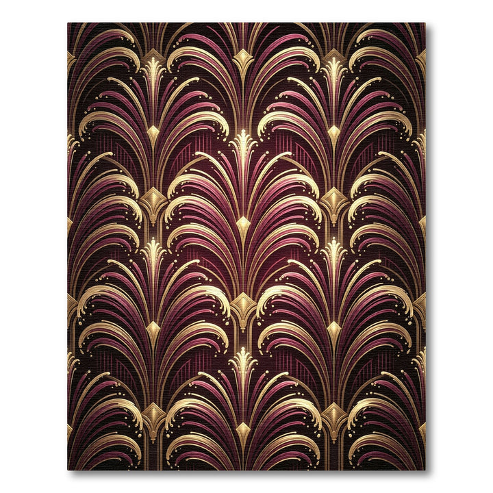 Elegant Art Deco Gold Plum Fan Rug