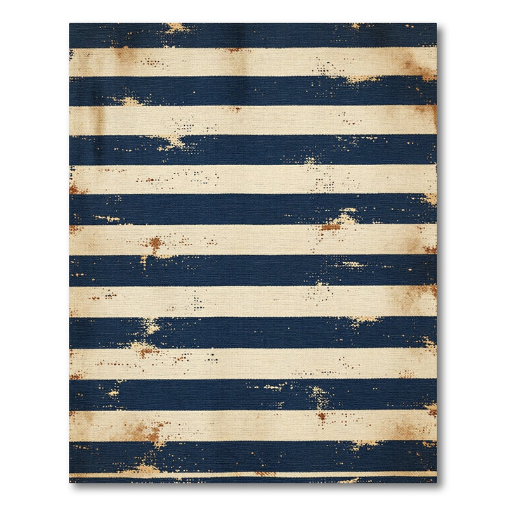 Nautical Blue Beige Distressed Stripes Rug