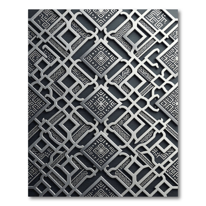 Elegant Silver Geometric Inlay Rug