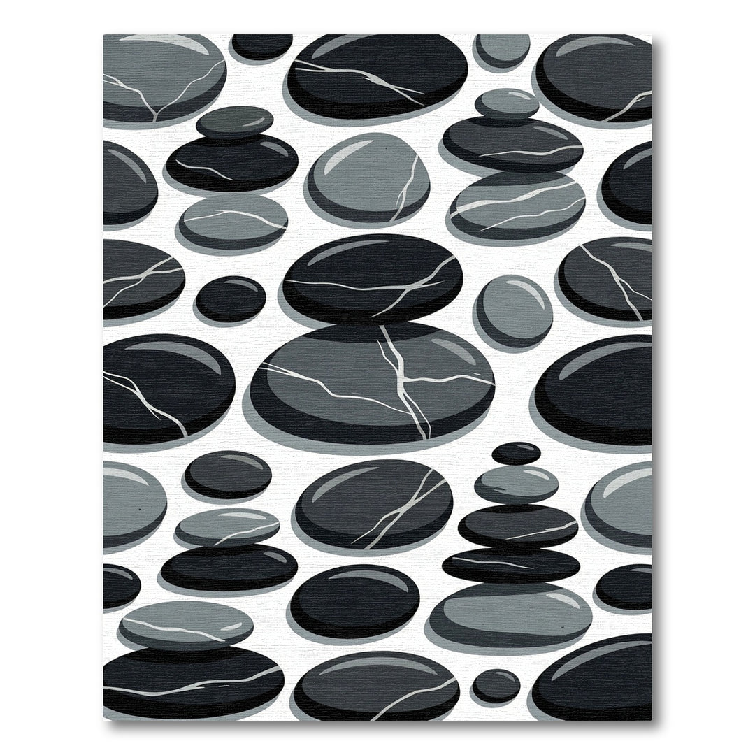 Monochrome Stacked River Stones Rug