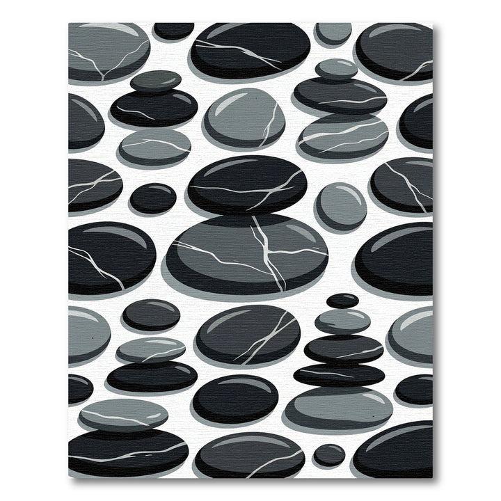 Monochrome Stacked River Stones Rug