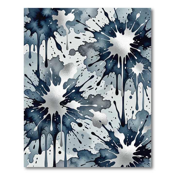 Ethereal Indigo Splatter Abstract Rug