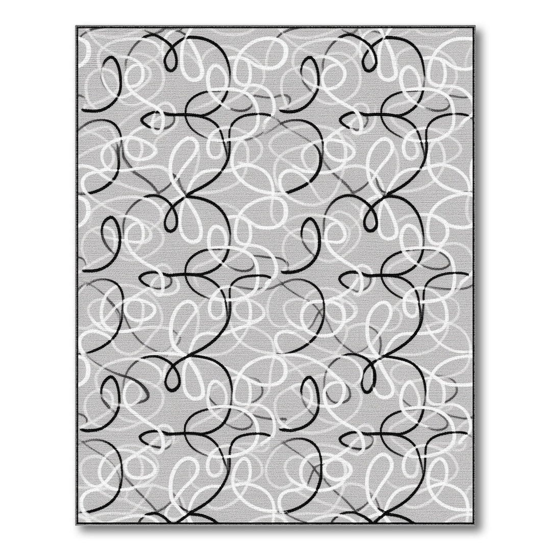 Black and White Black White Abstract Loop Area Rug