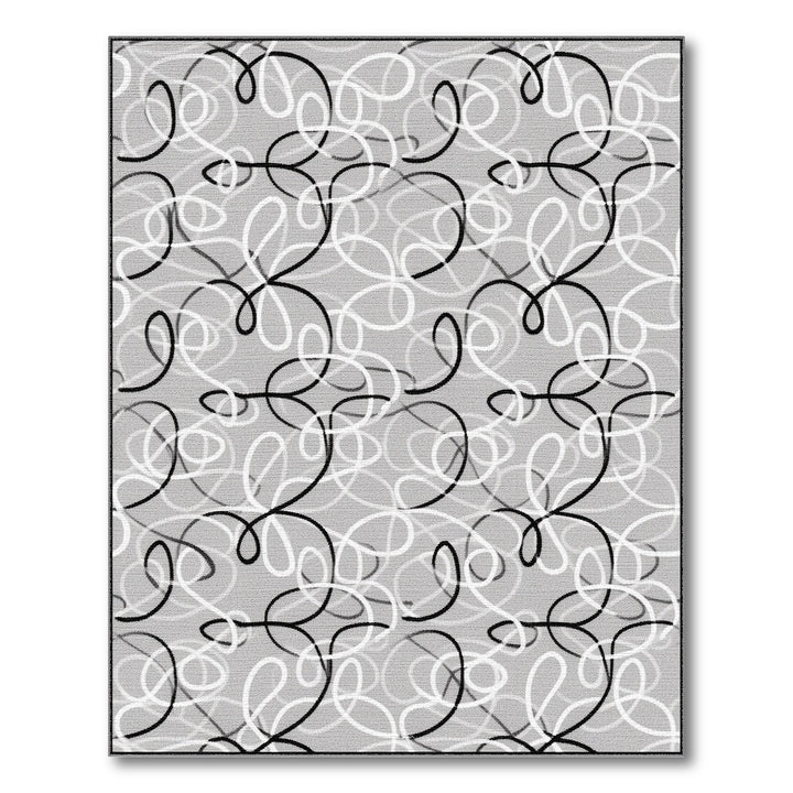 Black and White Black White Abstract Loop Area Rug