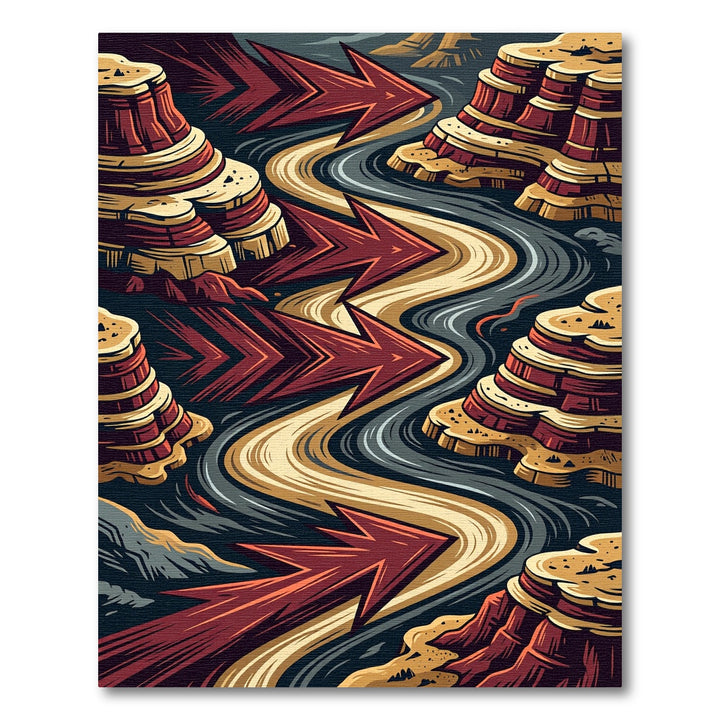 Abstract Canyon River Arrow Rug