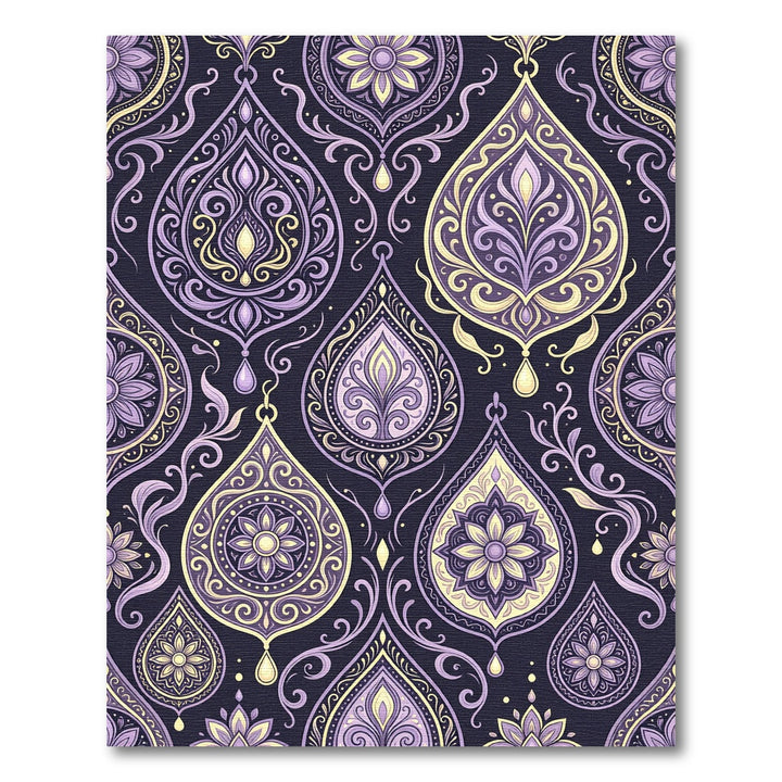 Purple Gold Paisley Floral Medallion Rug
