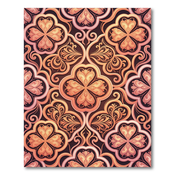 Coral Floral Trefoil Arabesque Rug