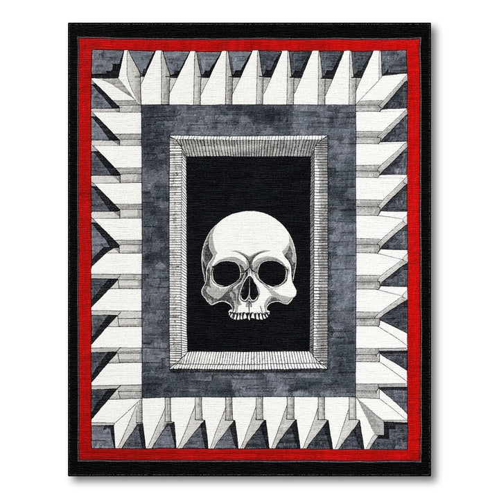 Framed Skull Black White Area Rug