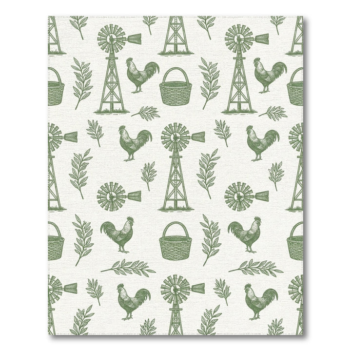 Farmhouse Windmill Chicken Branch Basket Rug