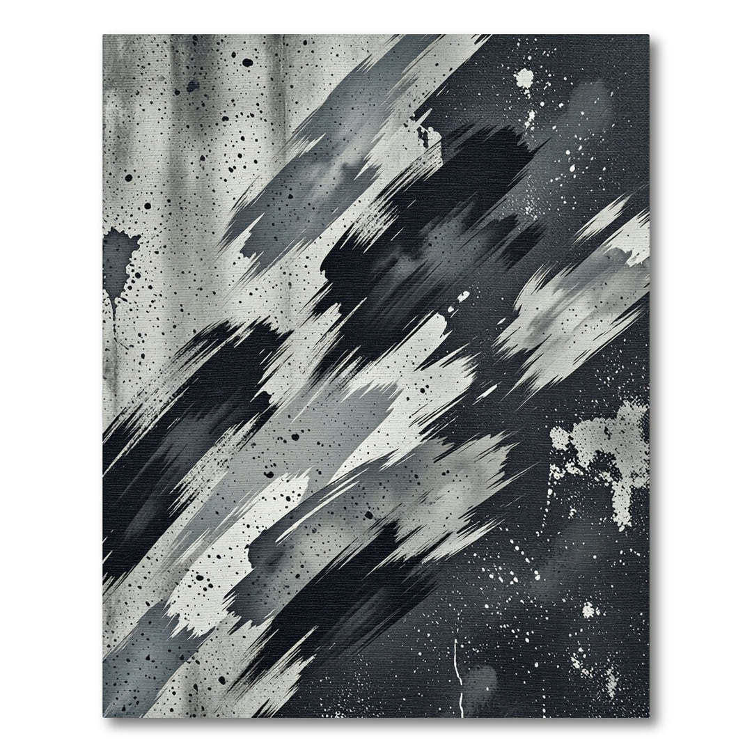 Bold Black White Abstract Brushstrokes Rug