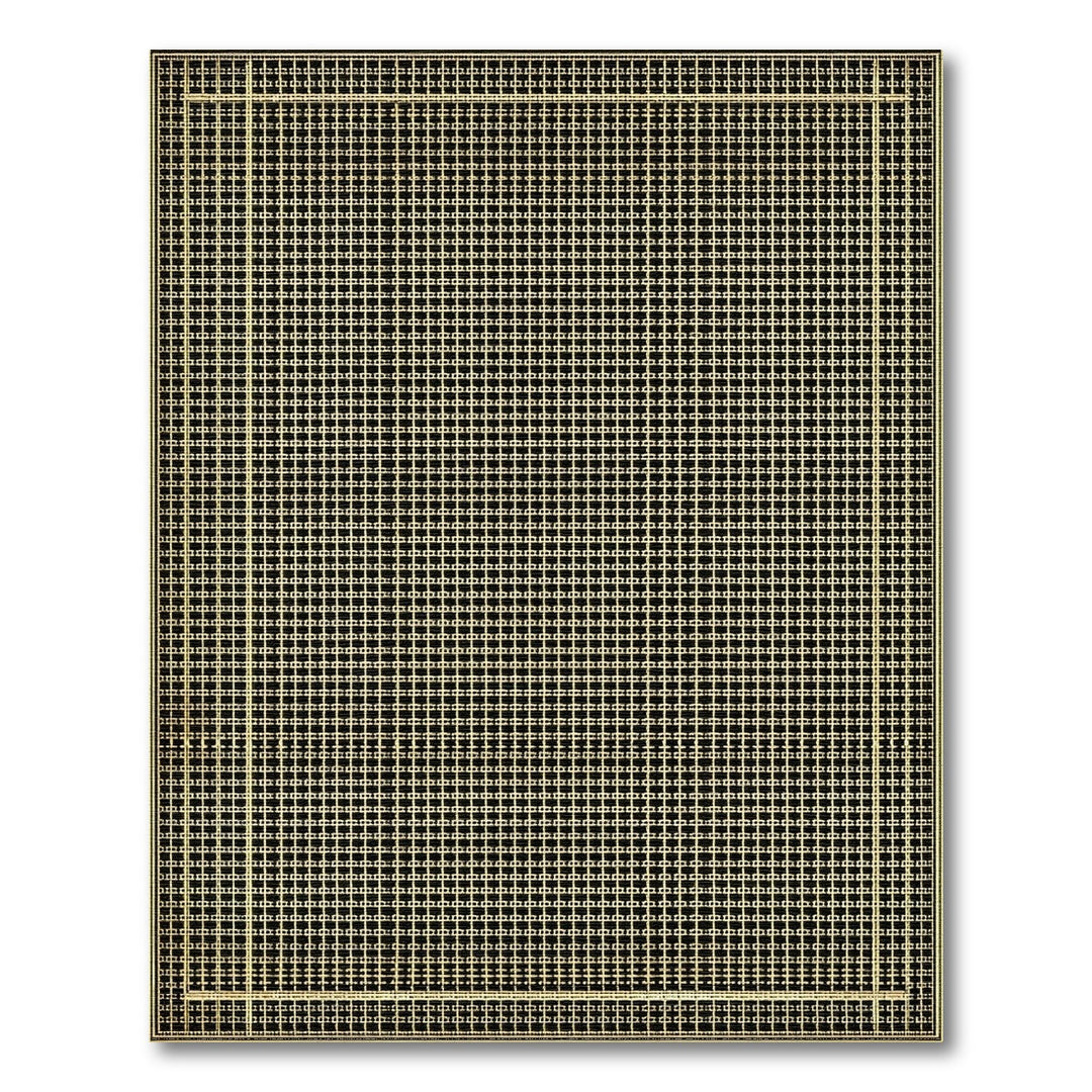 Black Geometric Grid Area Rug