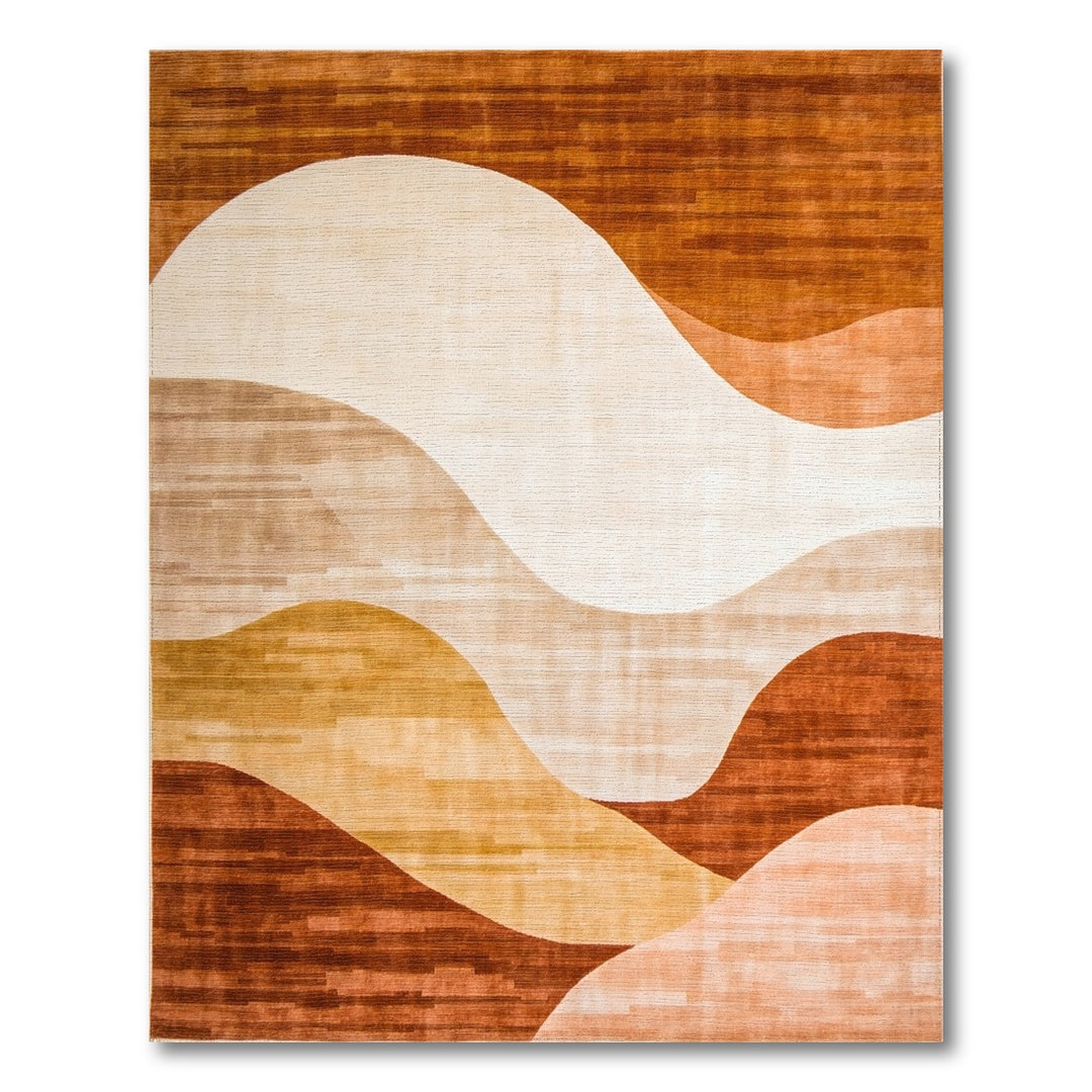 Brown and Tan Abstract Brown Waves Area Rug