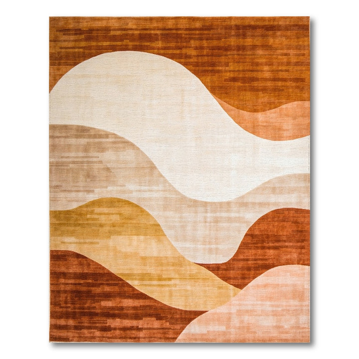 Brown and Tan Abstract Brown Waves Area Rug