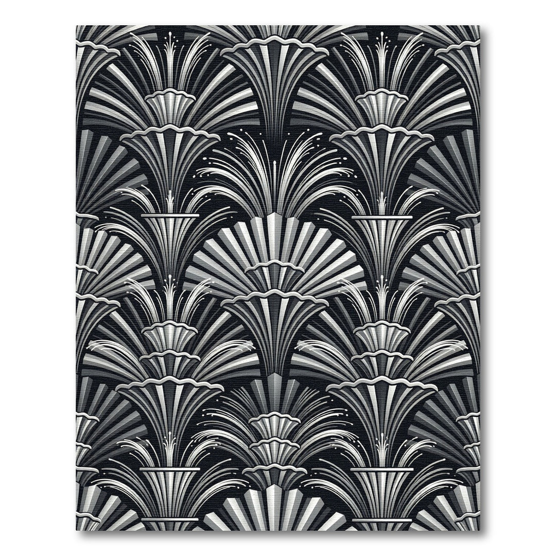 Art Deco Black Silver Fountain Rug