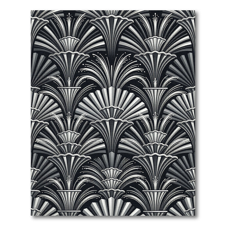 Art Deco Black Silver Fountain Rug