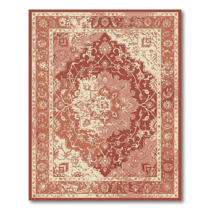 Terracotta Medallion Distressed Floral Rug