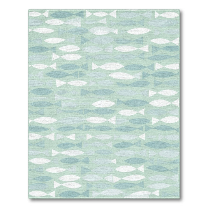 Blue and Teal Blue Teal Fish Area Rug