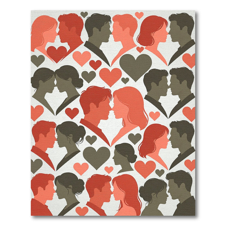 Romantic Red Silhouette Couple Heart Rug