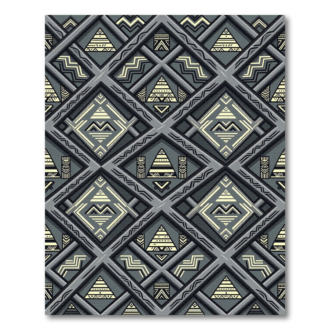 Gray Geometric Tribal Diamond Rug