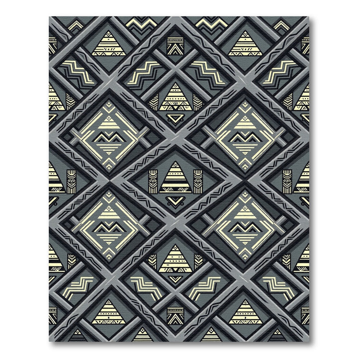 Gray Geometric Tribal Diamond Rug