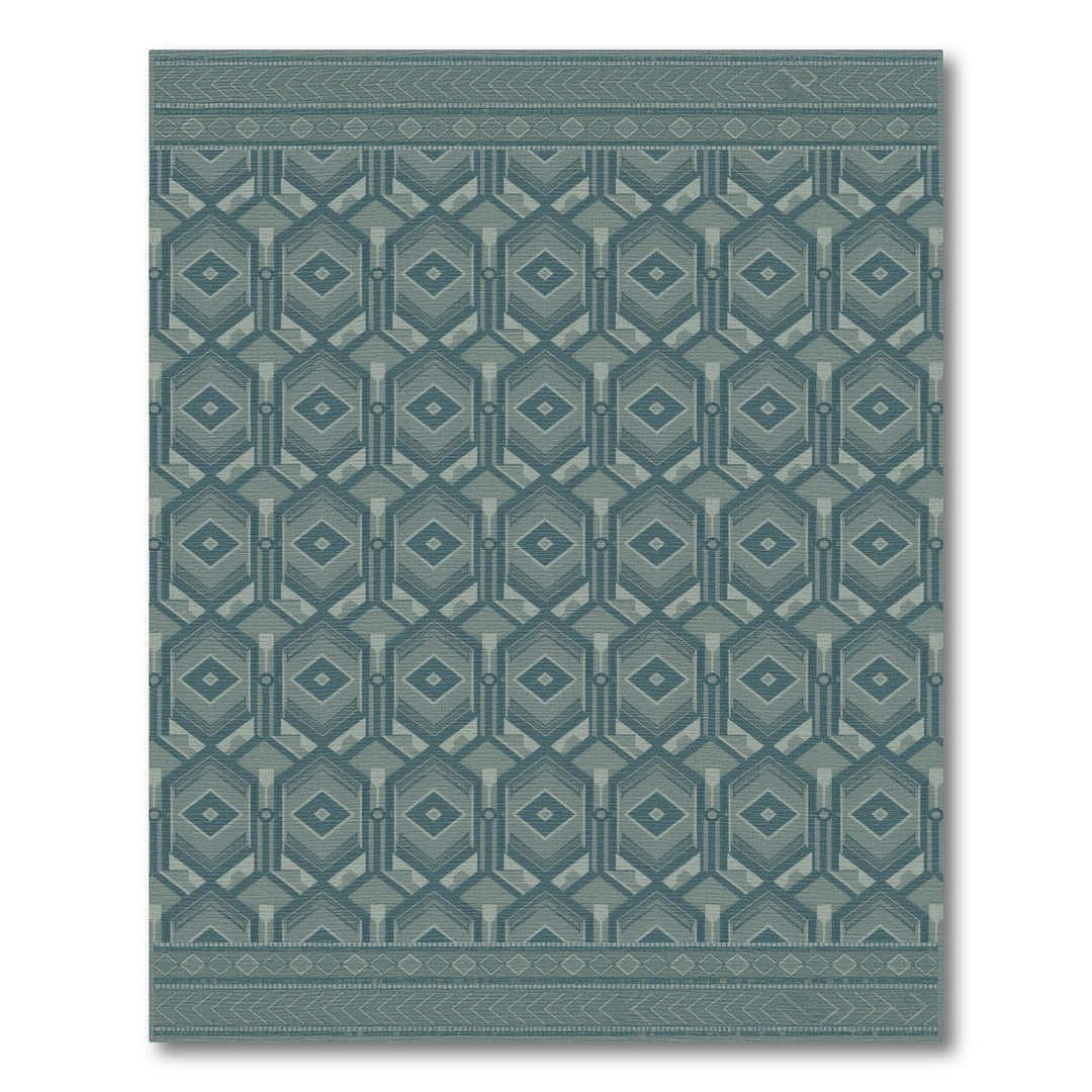 Geometric Modern Teal Blue Geometric Diamond Area Rug