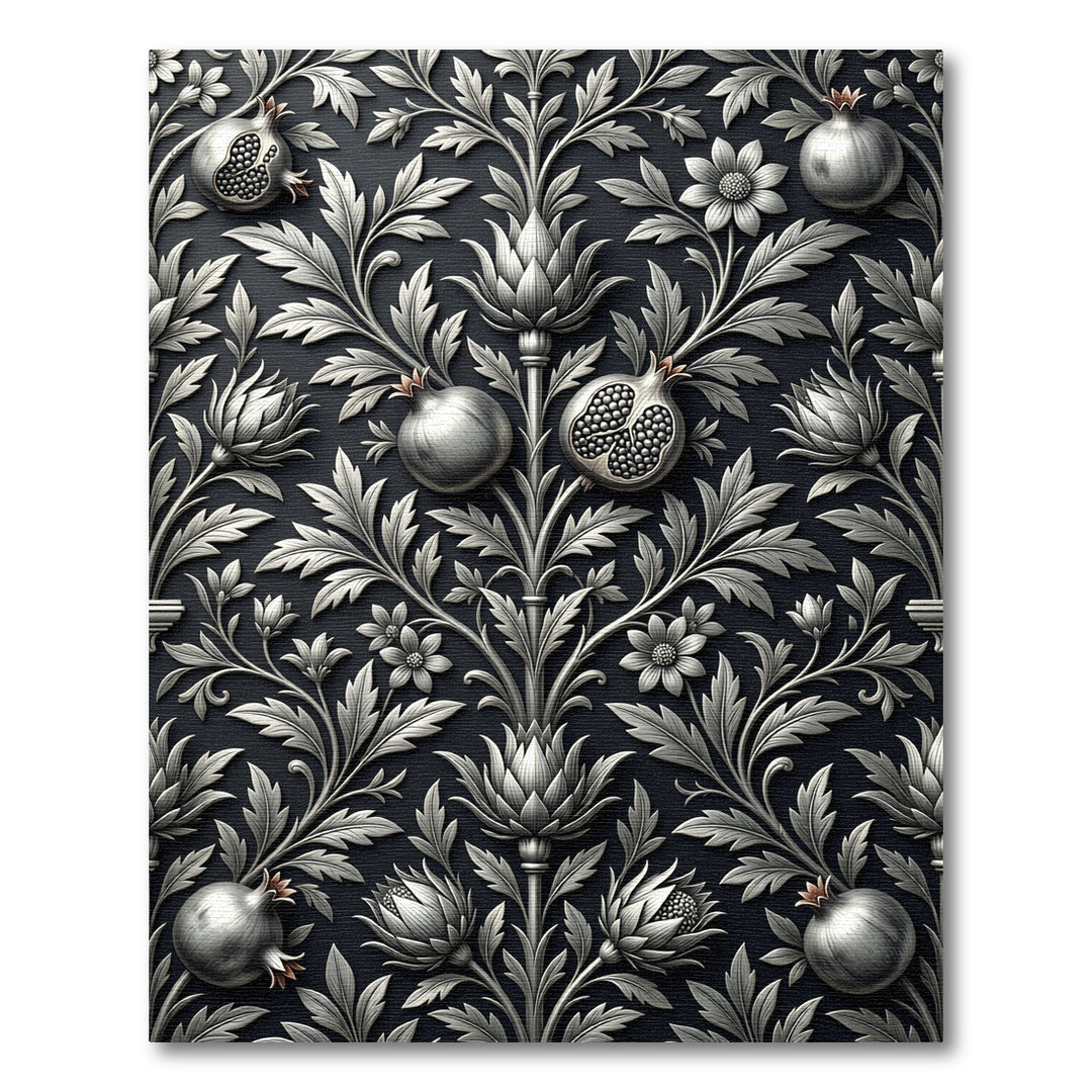 Antique Silver Pomegranate Floral Rug