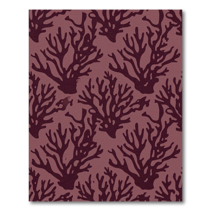 Deep Plum Coral Branches Textile Rug