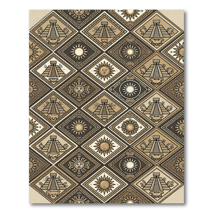Ancient Mayan Sun and Pyramid Rug