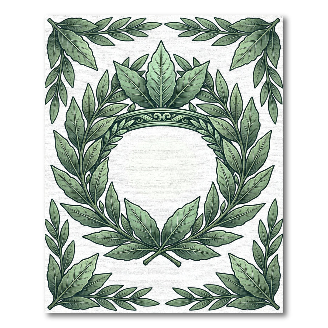 Verdant Laurel Wreath Frame Rug