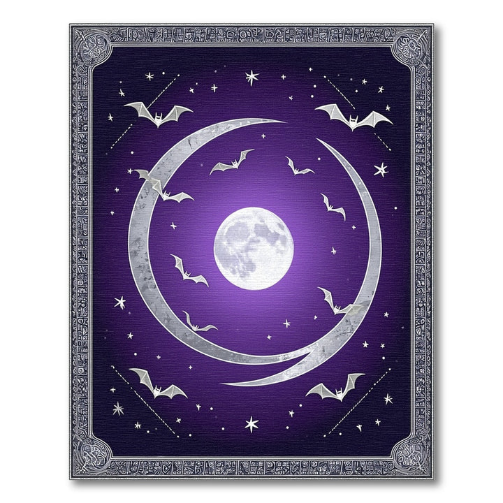 Purple Celestial Bats Moon Area Rug
