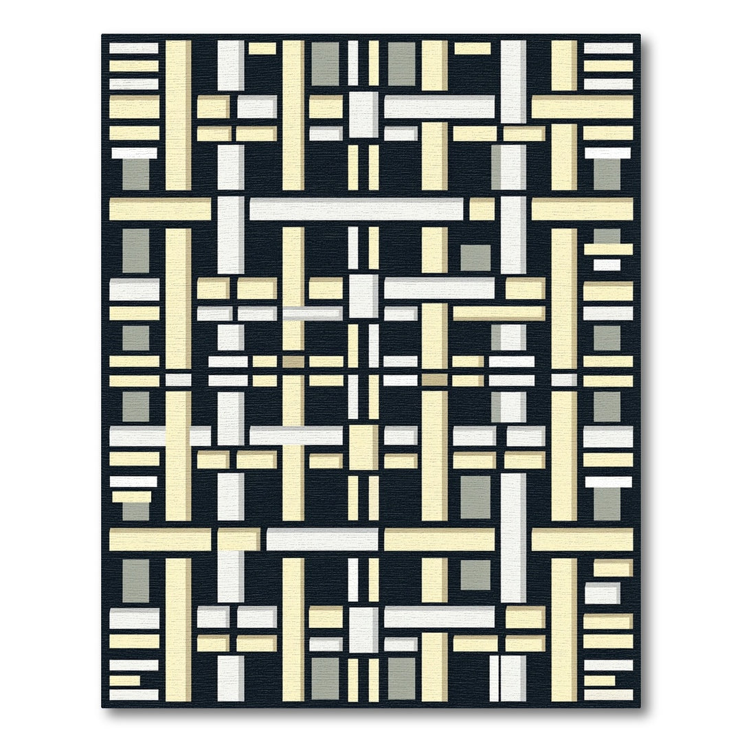Modern Beige Rectangular Grid Rug