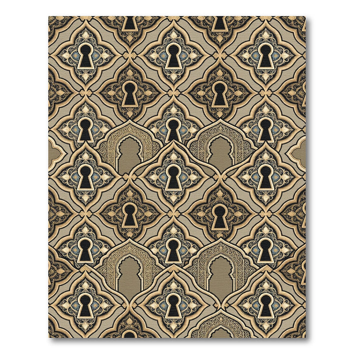 Ornate Golden Keyhole Archway Rug