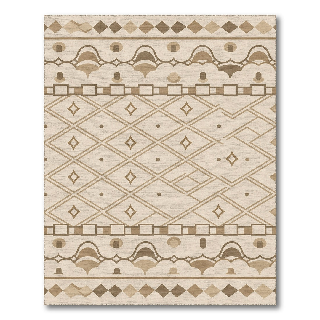 Beige Geometric Lattice Area Rug